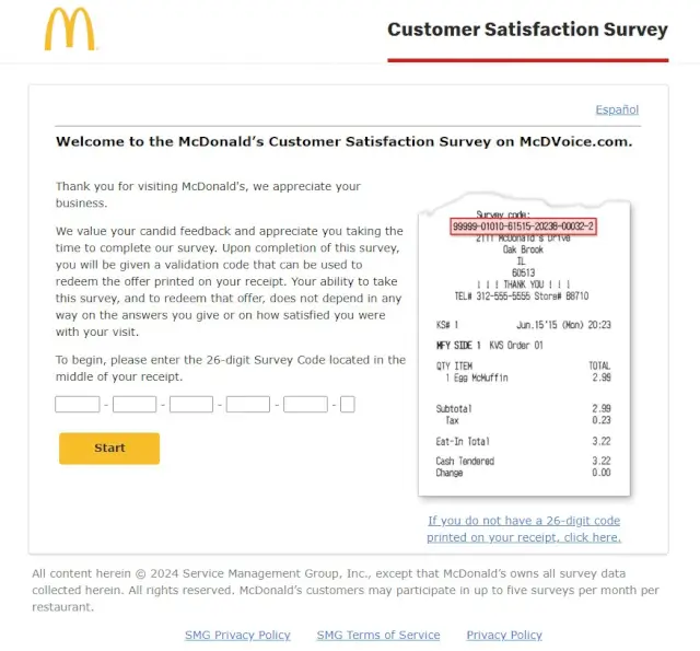 mcdvoice custoer survey